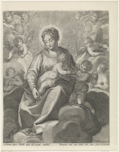 Maria mit dem Christuskind in den Wolken von Raphaël Sadeler (II)