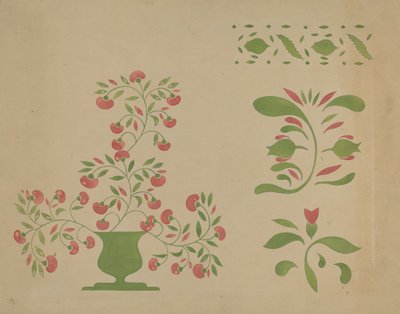 Schablonen-Wanddekoration, ca. 1936 von Ray Holden