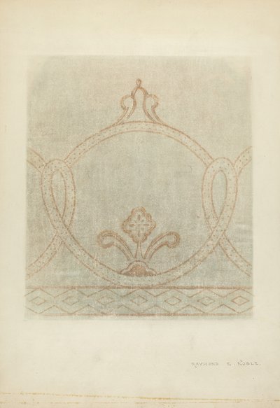 Wandmalerei Restaurierungszeichnung, ca. 1940 von Raymond E. Noble