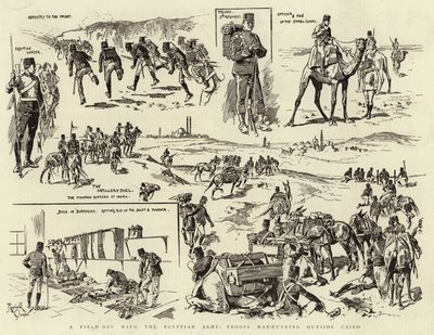 Ein Feldtag mit der ägyptischen Armee, Truppen manövrieren außerhalb von Kairo von Reginald Thomas Cleaver