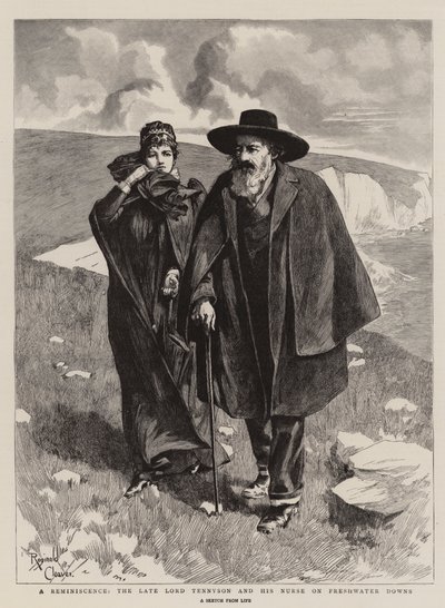 Eine Erinnerung, der verstorbene Lord Tennyson und seine Krankenschwester auf den Freshwater Downs von Reginald Thomas Cleaver