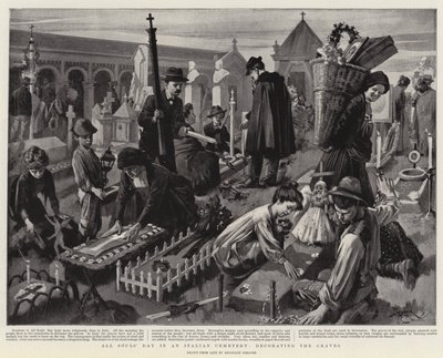 Allerseelen auf einem italienischen Friedhof, die Gräber schmückend von Reginald Thomas Cleaver