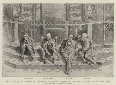 In der Todesstunde, Mitglieder des Unterhauses hören die letzten Reden zum Home Rule Bill im Oberhaus von Reginald Thomas Cleaver