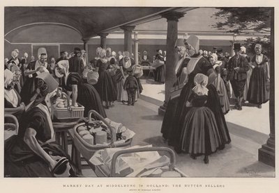 Markttag in Middelburg in Holland, die Butterverkäufer von Reginald Thomas Cleaver