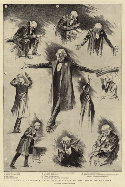 Einige Gladstonianische Haltungen, Skizzen im Unterhaus von Reginald Thomas Cleaver