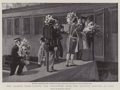 Die Heimkehr der Königin, die Abfahrt vom Bahnhof in Nizza von Reginald Thomas Cleaver