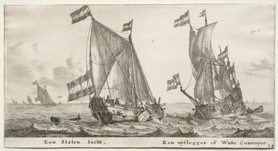 Schiffe von Amsterdam: Niederländische Admiralitätsyacht. Ein Wachschiff von Reinier Nooms