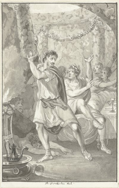 Lucius Aemilius Sejanus rettet das Leben von Tiberius von Reinier Vinkeles (I)