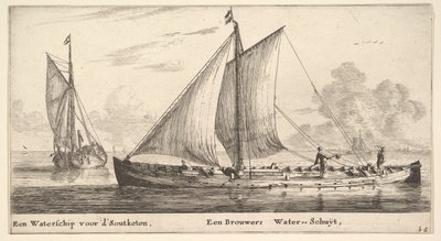 Ein Wasserschiff, das Wasser für Salinen transportiert, und ein anderes, das Wasser transportiert von Reinier Zeeman