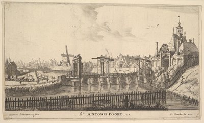 St. Antonis Poort, Amsterdam, Mitte des 17. Jahrhunderts von Reinier Zeeman