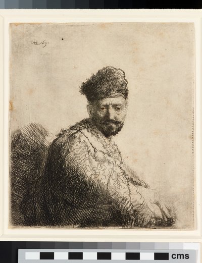 Bärtiger Mann mit orientalischer Pelzmütze: der Vater des Künstlers von Rembrandt van Rijn