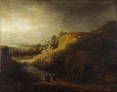 Landschaft mit der Taufe eines Eunuchen von Rembrandt Harmensz. van Rijn