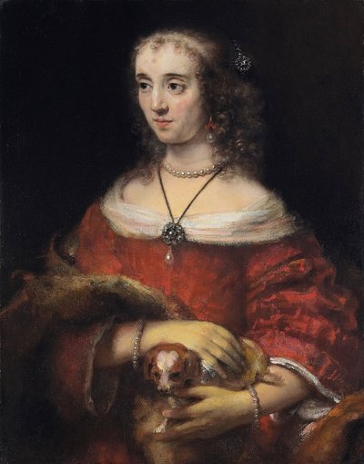 Porträt einer Dame mit Schoßhund von Rembrandt Harmensz. van Rijn