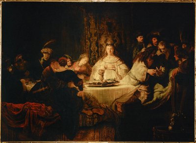 Simson stellt ein Rätsel beim Hochzeitsfest von Rembrandt Harmensz. van Rijn