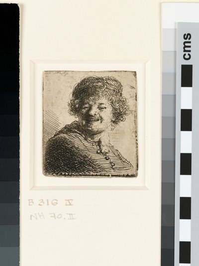 Selbstporträt mit Mütze: lachend von Rembrandt van Rijn