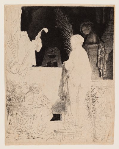 Der Künstler zeichnet vom Modell (um 1639) von Rembrandt Harmensz. van Rijn