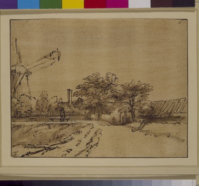 Die Windmühle auf dem Bollwerk des Sint Anthonispoort, Amsterdam von Rembrandt Harmensz. van Rijn