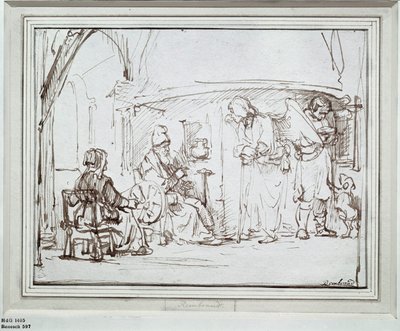 Tobias und der Engel (Zeichnung) von Rembrandt Harmensz. van Rijn