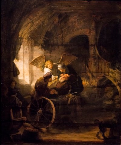 Tobias heilt seinen blinden Vater von Rembrandt Harmensz. van Rijn
