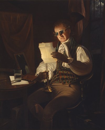 Mann liest bei Kerzenlicht, 1805-08 von Rembrandt Peale