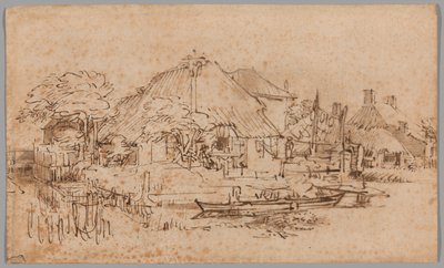 Ein Bauernhof am Amsteldijk, von Nordwesten gesehen von Rembrandt van Rijn
