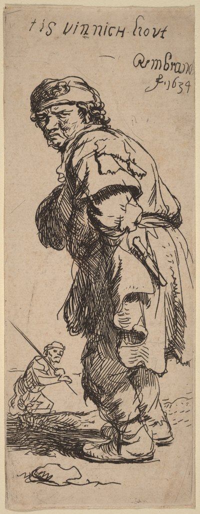 Ein Bauer ruft: "Es ist beißend kalt" von Rembrandt van Rijn