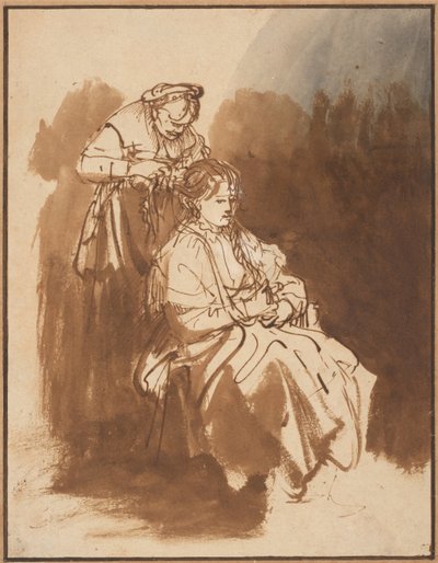 Eine junge Frau lässt sich die Haare flechten, ca. 1637 von Rembrandt van Rijn
