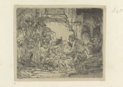 Anbetung der Hirten: mit der Öllampe von Rembrandt van Rijn
