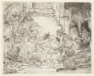 Anbetung der Hirten mit der Lampe von Rembrandt van Rijn