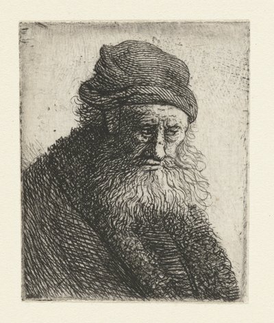 Bärtiger Mann mit kurzen welligen Haaren (Brustbild) von Rembrandt van Rijn