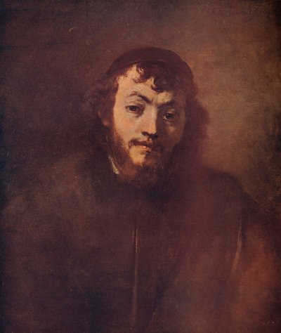 Büste eines bärtigen jungen Mannes mit Schädelkappe, 1663 von Rembrandt van Rijn