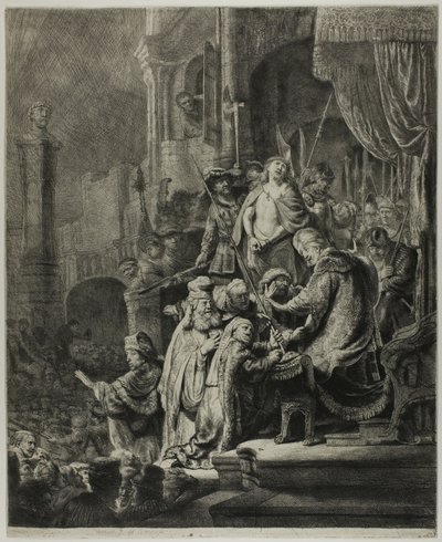 Christus vor Pilatus: Große Platte von Rembrandt van Rijn