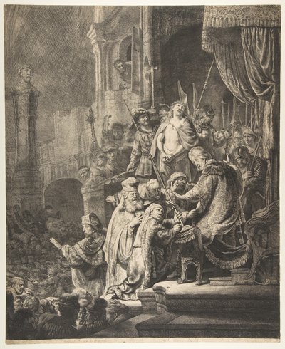 Christus vor Pilatus: die große Platte, 1636 von Rembrandt van Rijn
