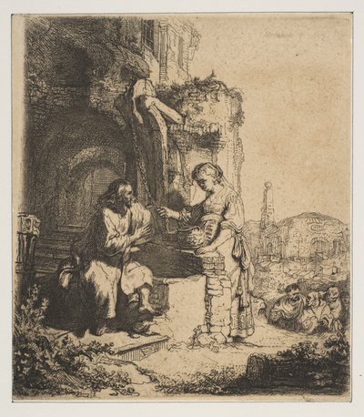 Christus und die Frau von Samaria unter Ruinen von Rembrandt van Rijn