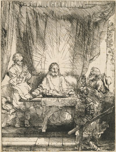 Christus in Emmaus: die größere Platte von Rembrandt van Rijn