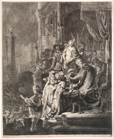 Jesus vor Pilatus: große Platte von Rembrandt van Rijn