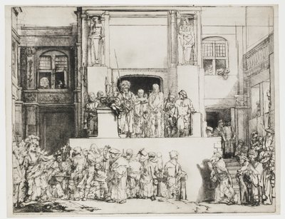Christus dem Volk präsentiert: querformatige Platte von Rembrandt van Rijn