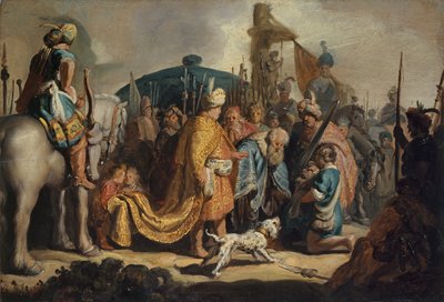 David mit dem Kopf des Goliath vor Saul von Rembrandt van Rijn