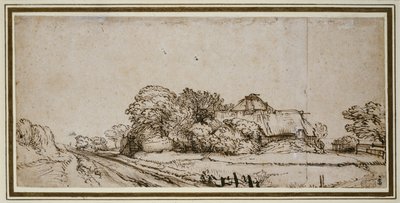 Bauerngebäude an einer Straße von Rembrandt van Rijn