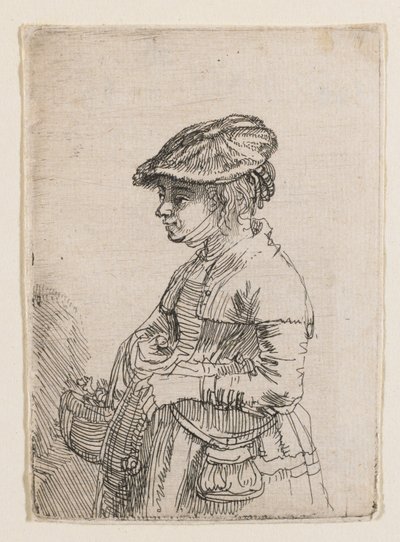 Mädchen mit einem Korb von Rembrandt van Rijn