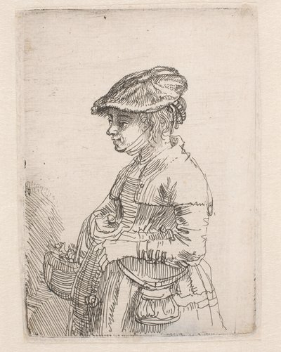 Mädchen mit einem Korb von Rembrandt van Rijn