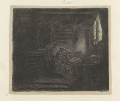Hieronymus in einem dunklen Studierzimmer von Rembrandt van Rijn