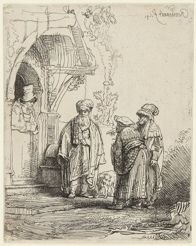 Jakob und Laban? von Rembrandt van Rijn