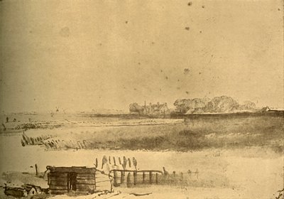 Landschaftszeichnung, um 1630 von Rembrandt van Rijn
