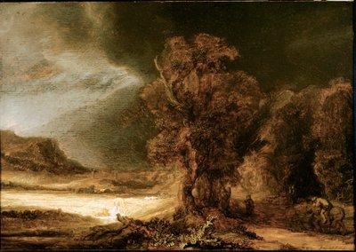 Landschaft beim barmherzigen Samariter von Rembrandt van Rijn