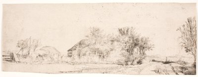 Landschaft mit einer Straße neben einem Kanal von Rembrandt van Rijn