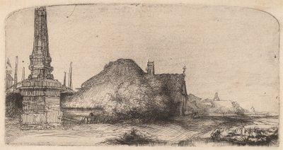 Landschaft mit einem Obelisken von Rembrandt van Rijn