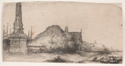 Landschaft mit einem Obelisken von Rembrandt van Rijn