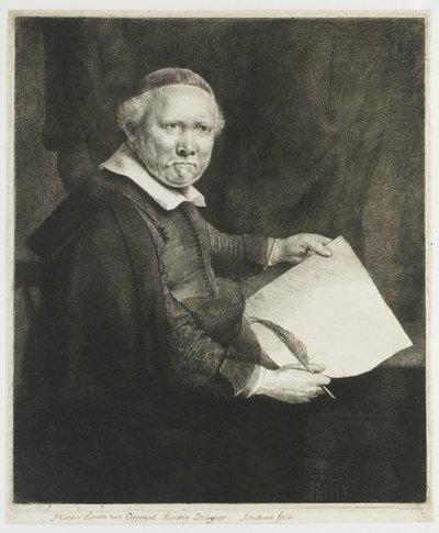 Lieven Willemsz. van Coppenol, Schreibmeister: die größere Platte von Rembrandt van Rijn