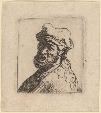 Schreiender Mann, Dreiviertelansicht links von Rembrandt van Rijn